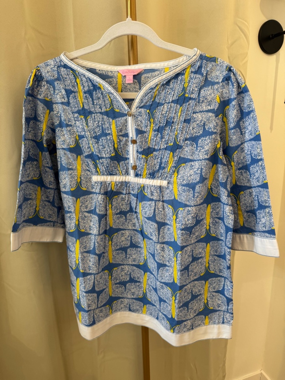 Women’s Lilly Pulitzer Egan Tunic Butterfly Garden print cotton top size large